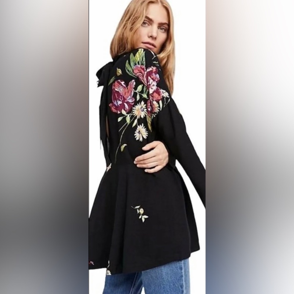Free People Gemma Black Floral Tunic Dress - Picture 4 of 11